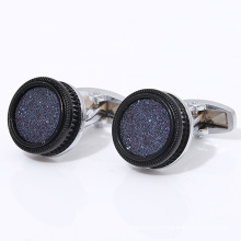 Original Round Starry Sky Blue Sand Cufflinks Mens Jewelry Wedding Party Shirts Cufflinks